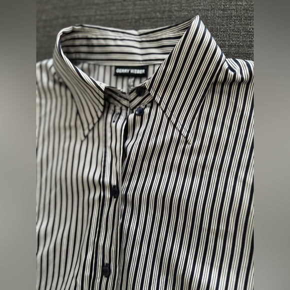 Gerry Weber Women’s Black White Striped Office Siren Button Down Blouse 38 - Picture 4 of 11